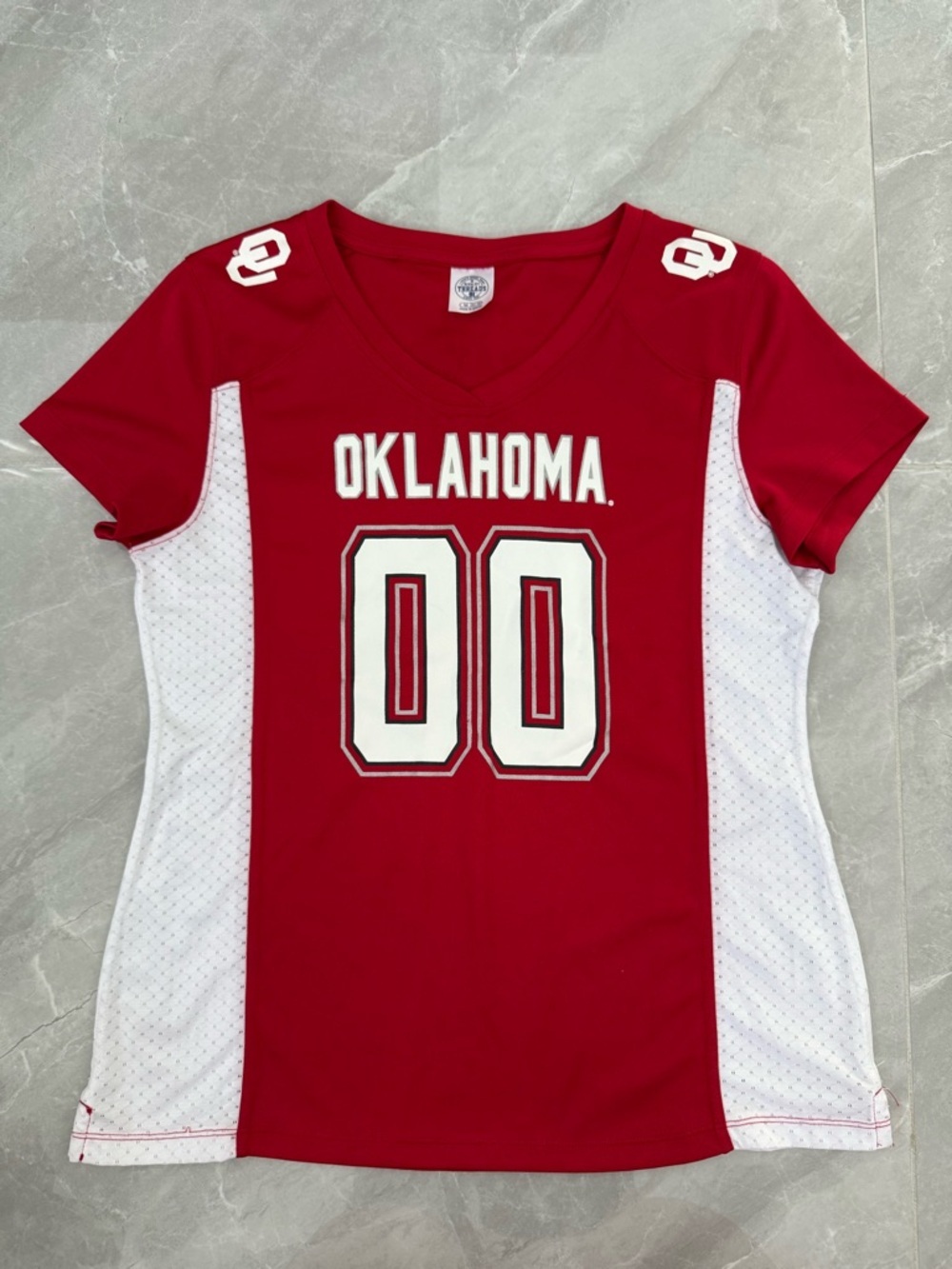 Women’s Rivalry Threads 91 Oklahoma Sooners #00 V-Neck Game Day Jersey Medium